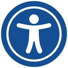 blue circle logo of human with arms raised