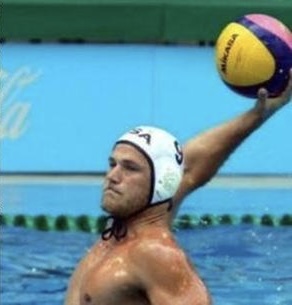 Greg Enloe throwing a water polo ball