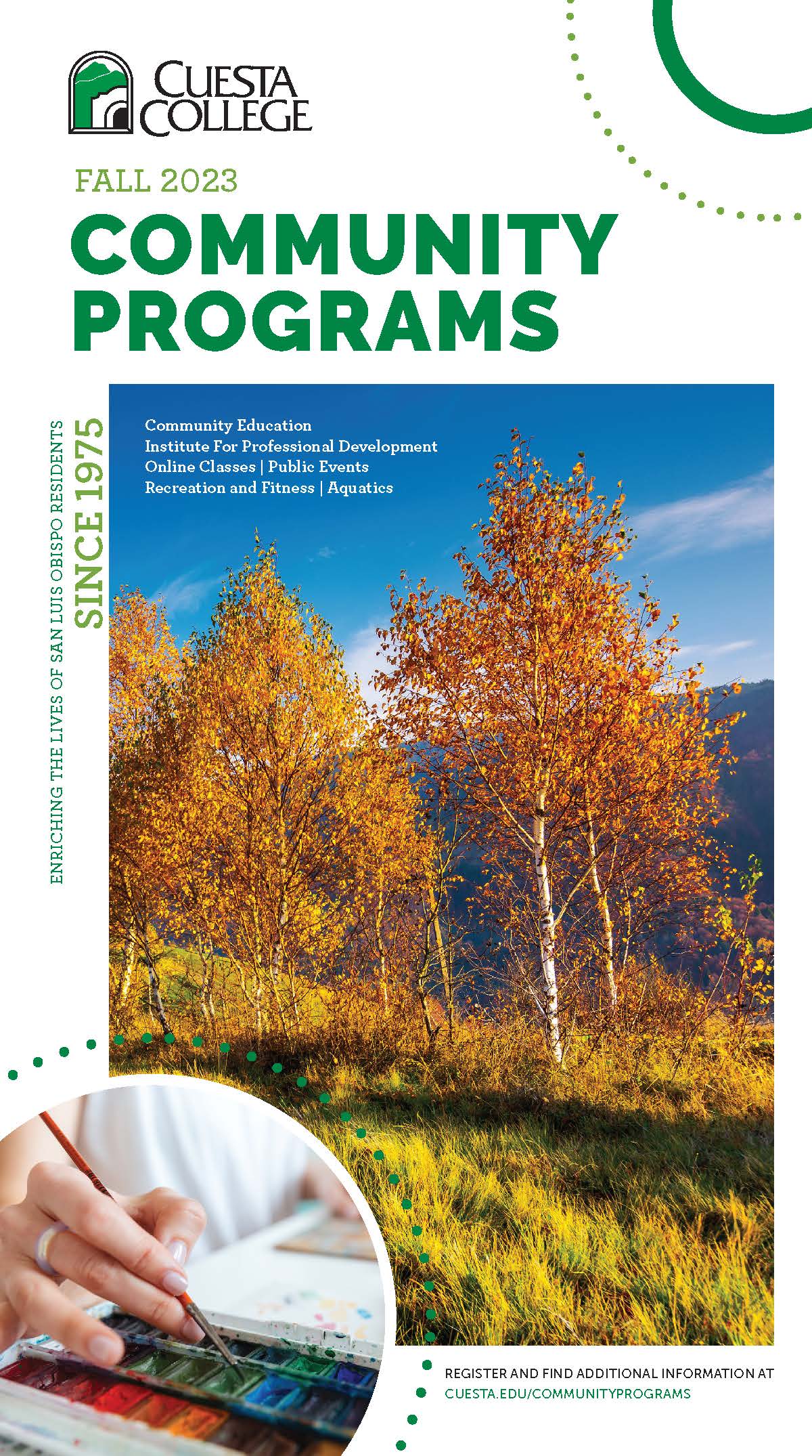 Fall 23 Brochure Cover with aspen tree