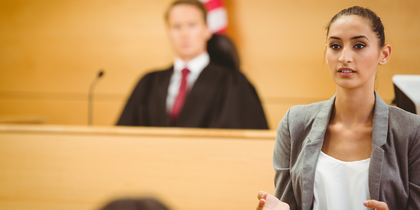 woman in courtroom