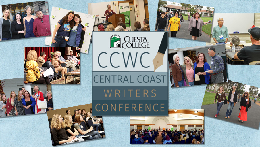 Central Coast Writers Conference image collage with logo in the middle