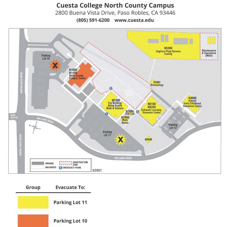 North County Campus Evacuation Map