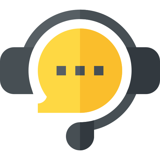 graphic of chat bubble with headset on