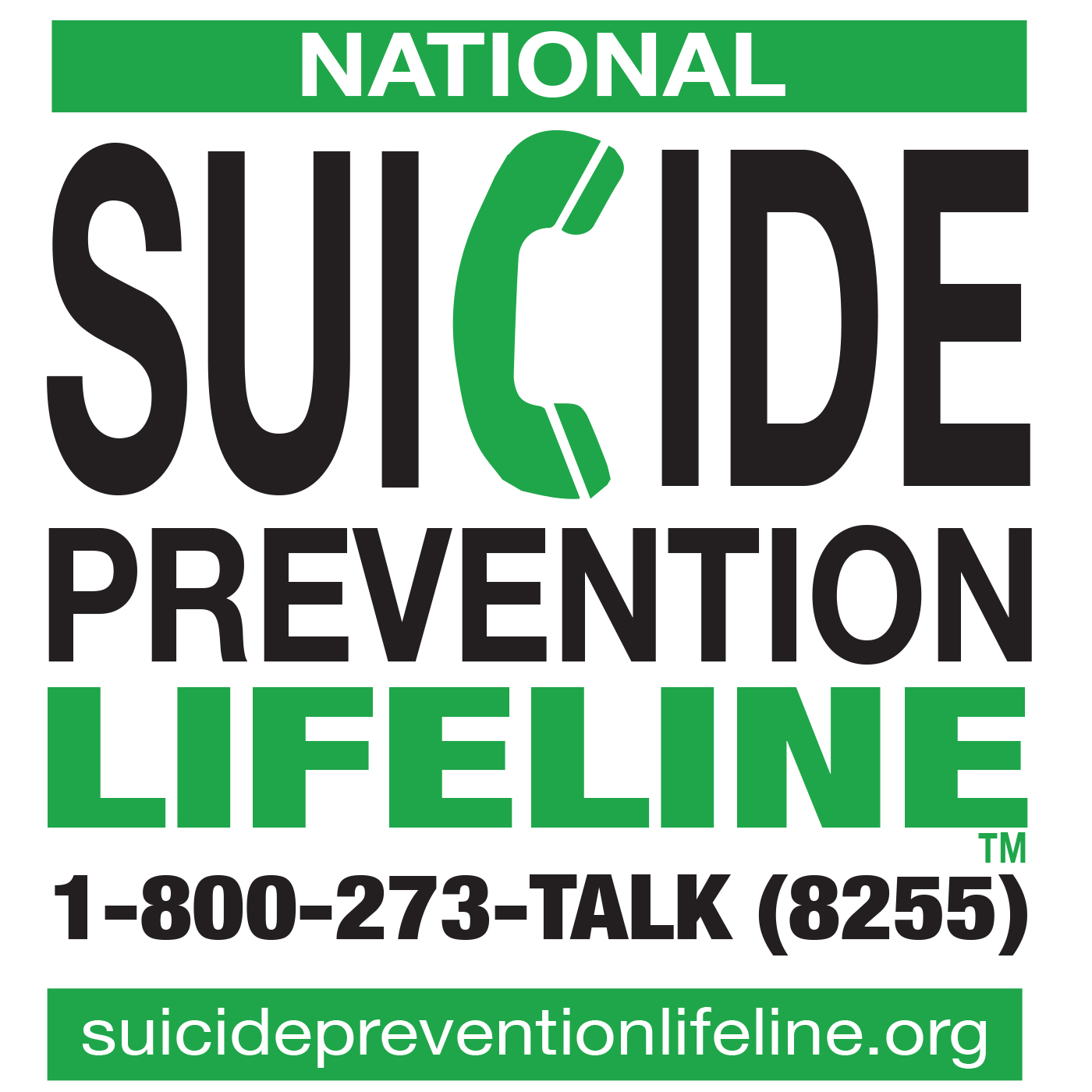 National suicide prevention lifeline 1-800-273-8255